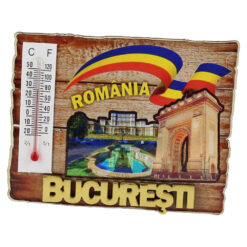 Magnet frigider din lemn "Bucuresti", 8.5x7 CM, cu termometru