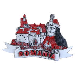 Magnet de frigider din rasina 8x5.5 CM, Romania, rosu/alb