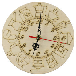 Ceas gravat din lemn 19 CM, Cafea