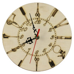 Ceas gravat din lemn 19 CM, Coafor