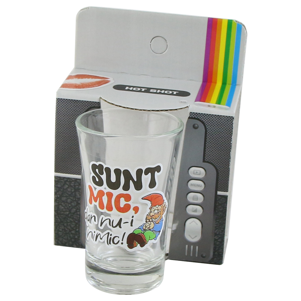 Pahar shot 35 ml "Sunt mic, dar nu-i nimic", in ambalaj decorativ