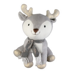 Jucarie de plus - Ren cu fular si corn cu sclipici 25 CM