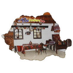 Magnet frigider din lemn, Harta Romaniei, 9x6 CM, Casa Taraneasca