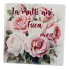 Magnet din ceramica "La multi ani, Fiica mea!", 7.5x7.5 CM, trandafiri