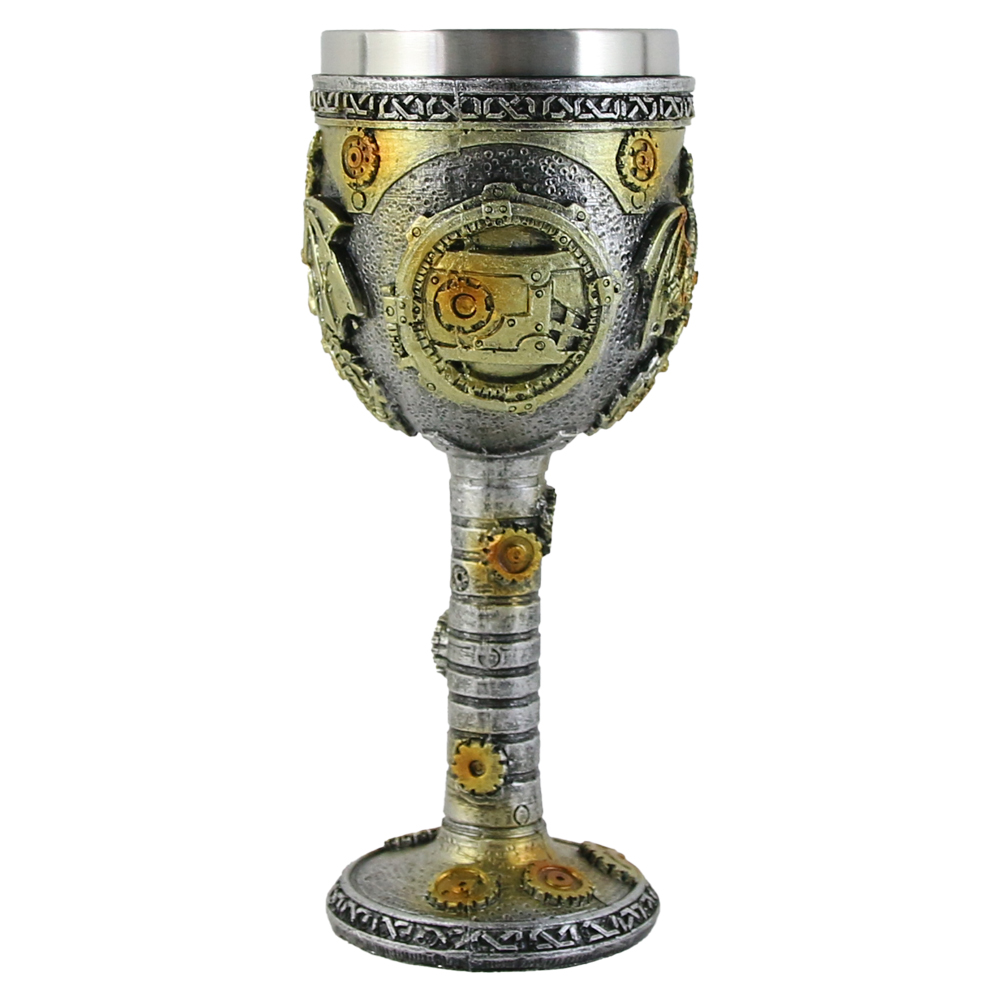 Pahar din metal si rasina Dragon 8x18 CM, auriu - imagine 2