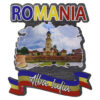 Magnet frigider din lemn "Romania" 7.5x8 CM, Alba Iulia, tricolor