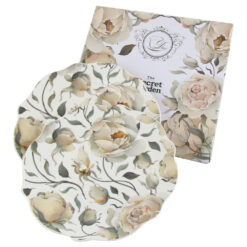 Set 2 farfurii desert "English Roses White", 19 CM, in cutie decorativa