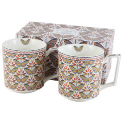 Set 2 cani din portelan "Papilio", 450 ml, in cutie decorativa, Geometric