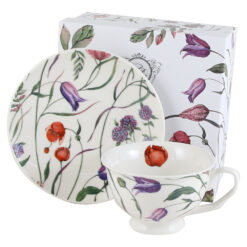 Ceasca cu farfurie, din portelan "Flower Meadow", 250 ml, in cutie decorativa
