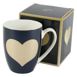 Cana portelan "Dark Blue, Big Heart", 360 ml, in ambalaj decorativ