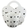 Cana portelan "Hearts 6" 460 ml, in ambalaj decorativ, cu inimioare negre