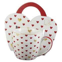 Cana portelan "Red Hearts" 460 ml, in ambalaj decorativ, cu inimioare