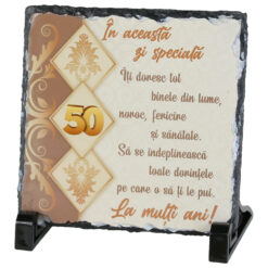 Placa ardezie "50 La multi ani!..." 14x14 CM
