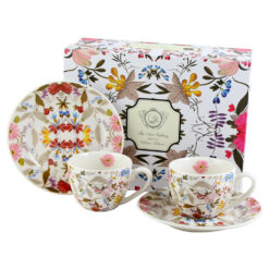 Set 2 cesti espresso cu farfurii, din portelan, 90 ml "White" de W. Kilburn, in cutie decorativa