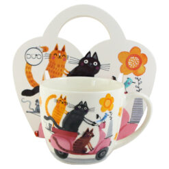 Cana portelan 460 ml "Cats World, On Scooter", in ambalaj decorativ