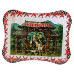 Puzzle in rama "Romania", 24x19 CM, Poarta traditionala
