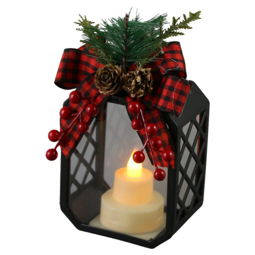 Felinar decorativ din plastic, cu lumanare led 9.5x15 CM, Fundita