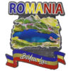 Magnet frigider din lemn "Romania" 8x8 CM, Balea Lac, tricolor