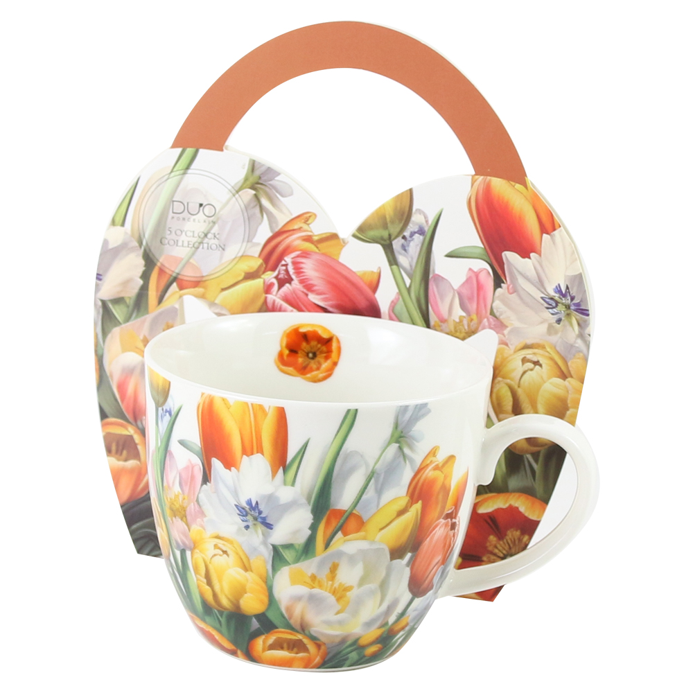 Cana portelan 460 ml "Tulipany", in ambalaj decorativ