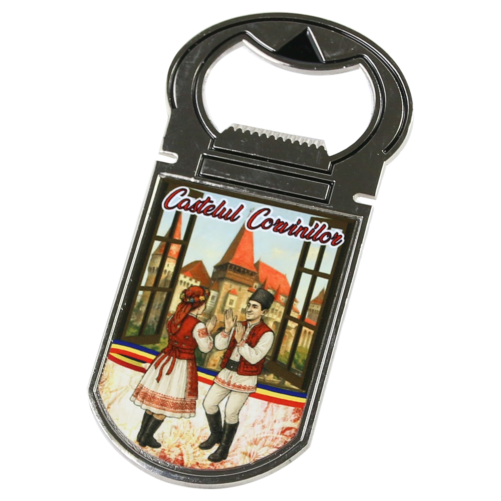 Desfacator sticle cu magnet "Castelul Corvinilor", 4x9 CM