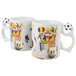 Cana ceramica "Romania", 330 ml, cu minge fotbal