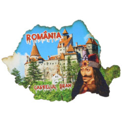 Magnet frigider din lemn "Castelul Bran" 9x6 CM, Harta Romaniei, Vlad Tepes