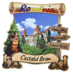 Magnet frigider din lemn "Castelul Bran" 8x8 CM, Romania
