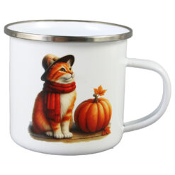 Cana metalica emailata 240 ml, Pisica cu dovleac
