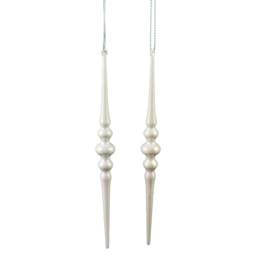Set 2 ornamente de brad, Turturi albi, din acril, 1.5x17 CM