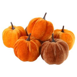 Set 6 dovlecei decorativi din polistiren & textil, 7 CM, portocaliu