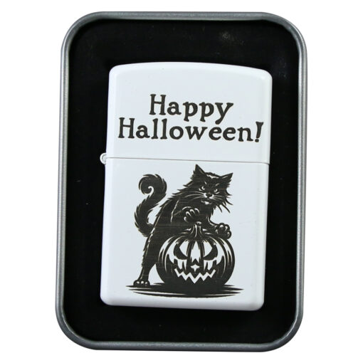 Bricheta metalica "Happy Halloween!", 4x5.5 CM, Pisica cu dovleac