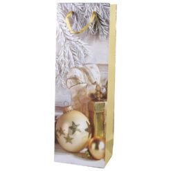 Punga cadou pentru bauturi Craciun , 12x36 CM, Glob de brad