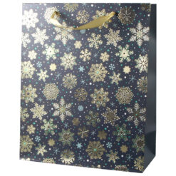 Punga cadou Craciun 26x32 CM, Fulgi de nea aurii