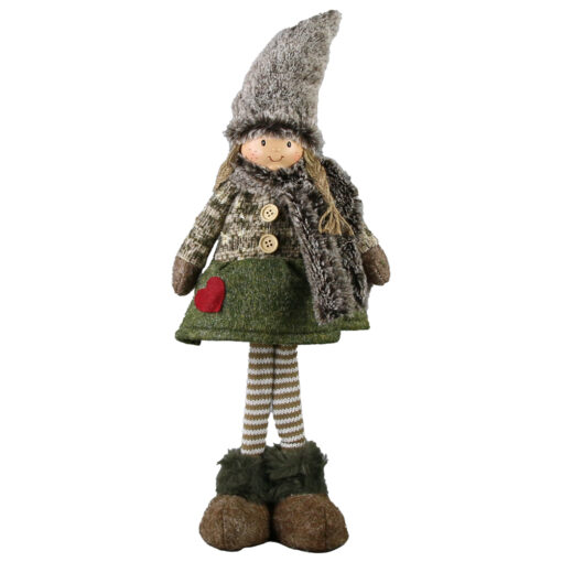 Figurina Copil din textil 45 CM, Gri cu verde