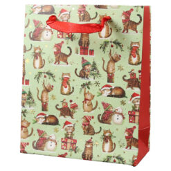Punga cadou Craciun 11x14 CM, Pisici haioase