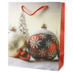 Punga cadou Craciun 26x32 CM, Globuri de brad rosii