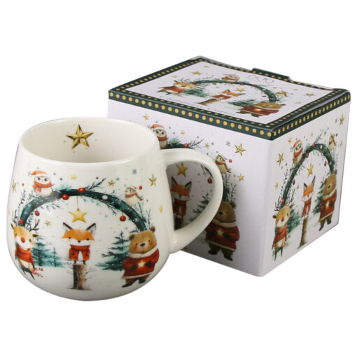 Cana portelan 430 ml, Christmas Cuties, in cutie decorativa, Animalute de Craciun