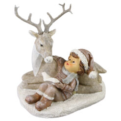 Figurina Ren cu copil, din rasina 12 CM