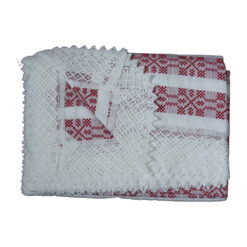 Fata de masa artizanat 220x160 CM Alb/Rosu, 80 % bbc, 20 % acril