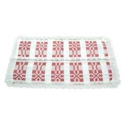 Servetel artizanat 45x25 CM Alb/Rosu, 80 % bbc, 20 % acril