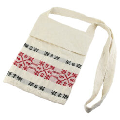 Traista cu baier, artizanat 18x25 CM, 100 %b bumbac Crem/rosu/negru