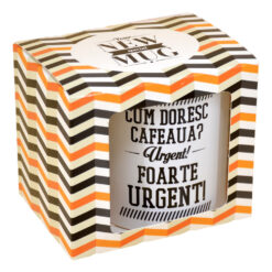 Cana ceramica Boss Mug 300 ml "Cum doresc cafeaua?....", in cutie decorativa