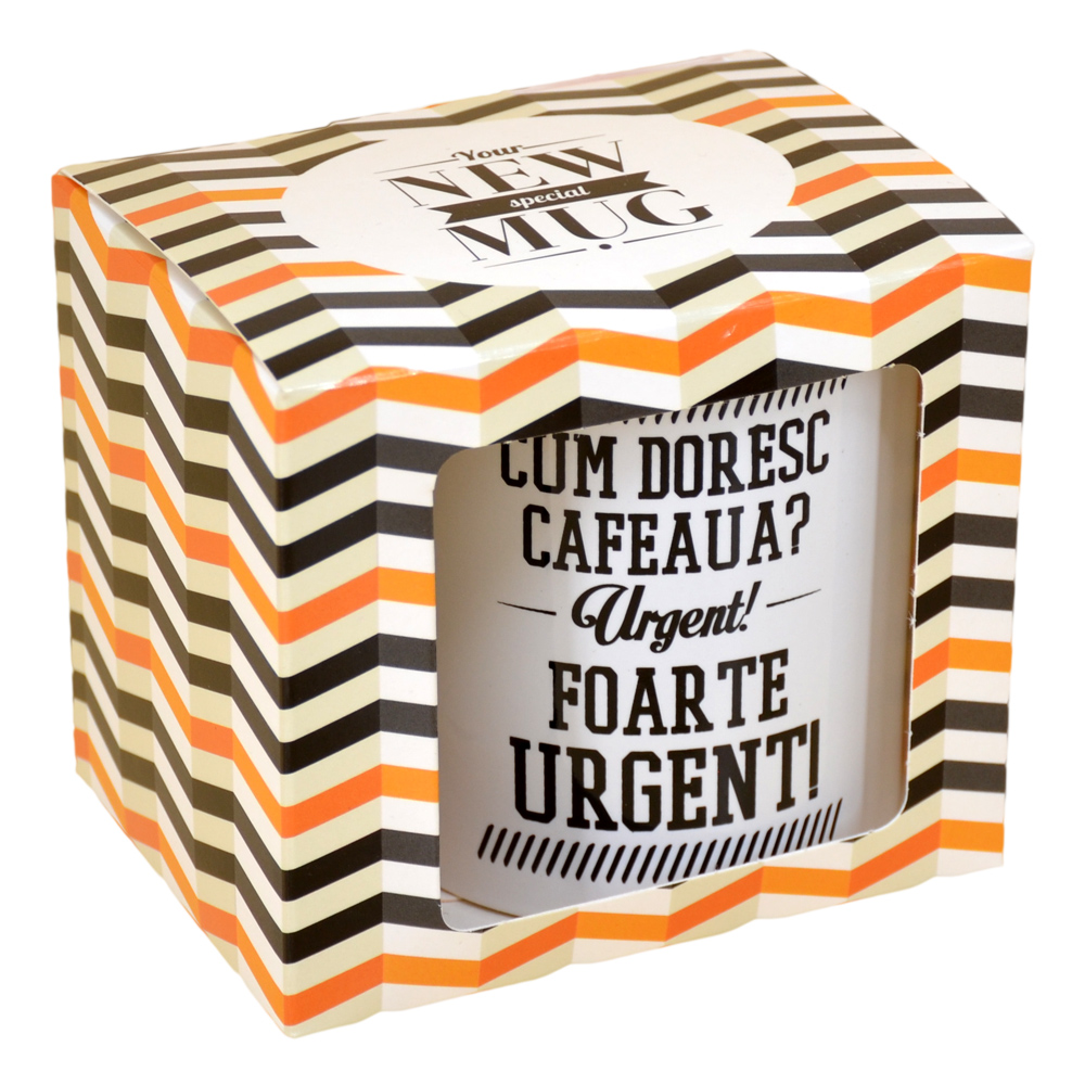 Cana ceramica Boss Mug 300 ml "Cum doresc cafeaua?....", in cutie decorativa