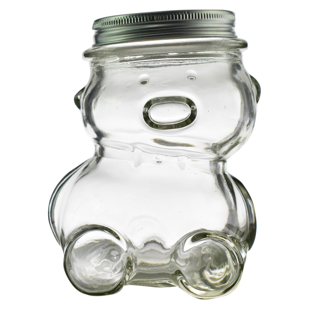 Borcan Ursulet din sticla pentru miere 300 ml, 9x12 CM