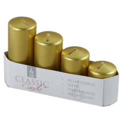 Set 4 lumanari advent Auriu metalizat, 5.5/7/8.5/10 CM, Classic Candle
