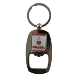 Breloc cu desfacator - "I love Romania"
