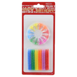 Set 24 de lumanari tort, colorate cu suport 6 CM - Design Spirala