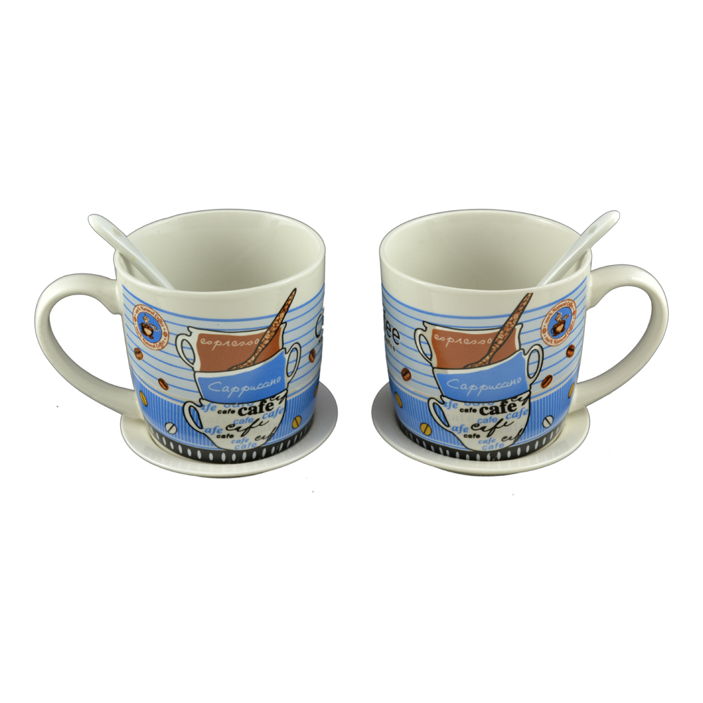 Set 2 cani realizate din ceramica cu accesorii - Design Coffee - Diverse modele (Model 2)