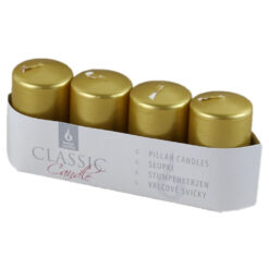 Set 4 lumanari advent Auriu metalizat, 4x7 CM, Classic Candle