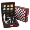 Set cadou cu accesorii vin si joc Sah, cutie lemn, 17 CM